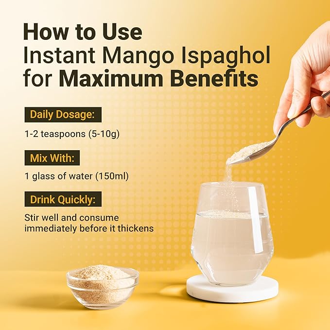 Hemani Instant Psyllium Husk Ispaghol 100g | Mango Flavored On-The-Go Fiber Supplement | Supports Digestive Health | Add to Water for a Refreshing Drink