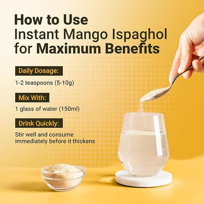 Hemani Instant Psyllium Husk Ispaghol 100g | Mango Flavored On-The-Go Fiber Supplement | Supports Digestive Health | Add to Water for a Refreshing Drink