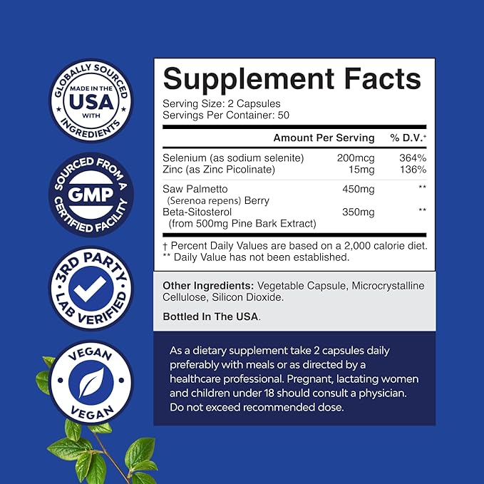 Natures Craft Saw Palmetto for Men with Beta Sitosterol - Saw Palmetto Extract Prostate Health Supplement for Men Bladder Control and Prostate Support - Restoring Hair Supplement