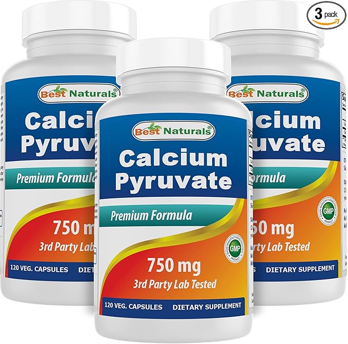 Calcium Pyruvate 750 mg 120 Capsules by Best Naturals (Pack of 3)
