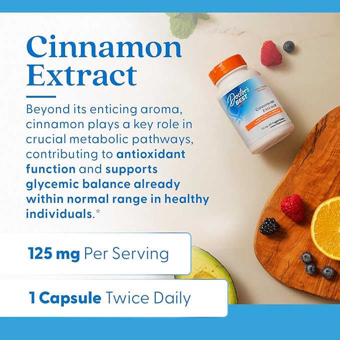 Doctors BEST Cinnamon Extract Cinnulin PF, Supports Glycemic Balance Already Within Normal Range, Non-GMO, Gluten Free, Vegan 60 Veggie Caps