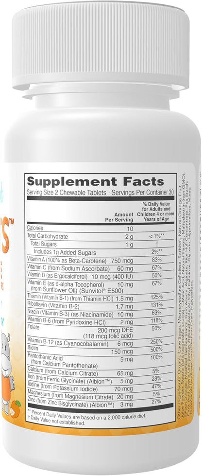NOW Kids Supplements, Kid Vits Multivitamin, Juicy Orange, 60 Chewable Tablets