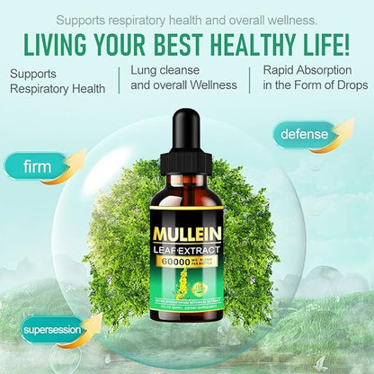 Centrum Mullein Drops for Lungs - Lung Cleanse - Leaf Extract - Herbal Supplements - Powerful Mullein for Immune Support,Detox & Respiratory Support (2 fl oz (Pack of 1))