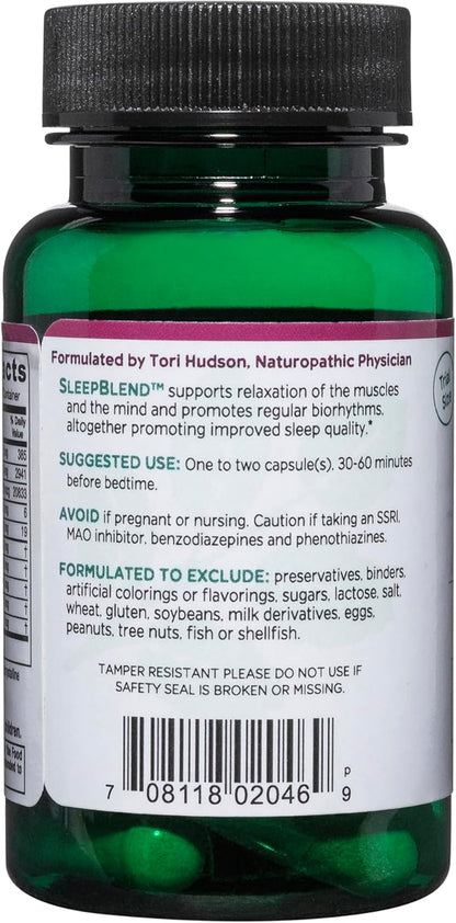 Vitanica SleepBlend - Sleep & Relaxation Support for Women - Herbal Supplements with Melatonin, Valerian Root, Vitamin B2 & B12 & Magnesium - Lady - 15 Vegan Caps