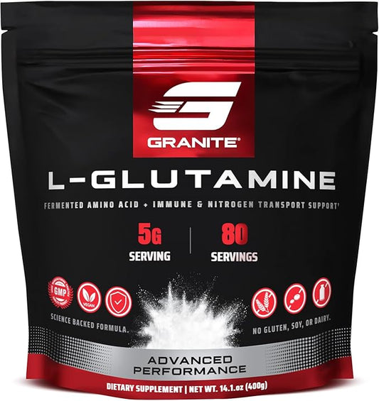 Granite L-Glutamine Powder, Supports Muscle Recovery, Gut Health, Post-Exercise, Immune & Nitrogen Transport (80 Servings)