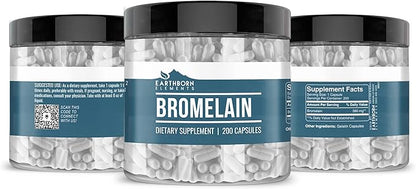 Earthborn Elements Rose HIPS & Bromelain Capsule Bundle (200 Capsules Each), Pure & Undiluted, No Additives
