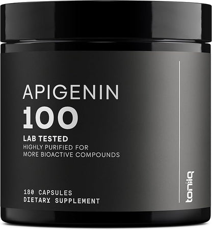 Toniiq Ultra High Strength Apigenin - 100mg Concentrated Formula - 98%+ Highly Purified - 180 Vegetarian Capsules