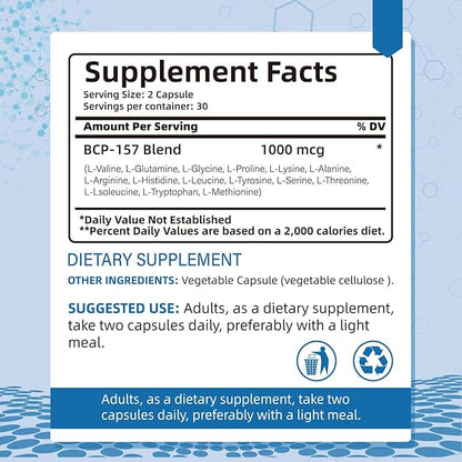 𝐁𝐏𝐂 157 Peptide Capsules 1000Mcg, Supports Muscle Growth, Tissue Repair, Strength, 60 Count