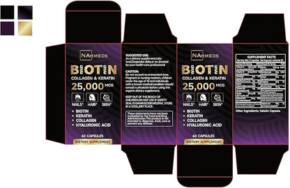 Biotin Hair Skin & Nails Vitamins – 25,000 mcg Biotin with Collagen, Keratin & Hyaluronic Acid – Supports Healthy Hair, Radiant Skin & Strong Nails – Unisex Supplement – 60 Capsules