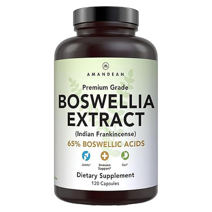 AMANDEAN Boswellia Serrata Extract. 500mg 120 Veggie Capsules. 65% Boswellic Acids with AKBA. Indian Frankincense Inflammation Supplement. Joint Health Support. (Packaging May Vary)