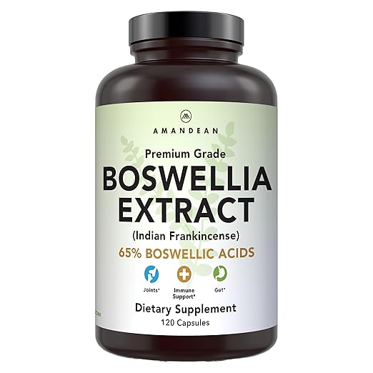 AMANDEAN Boswellia Serrata Extract. 500mg 120 Veggie Capsules. 65% Boswellic Acids with AKBA. Indian Frankincense Inflammation Supplement. Joint Health Support. (Packaging May Vary)