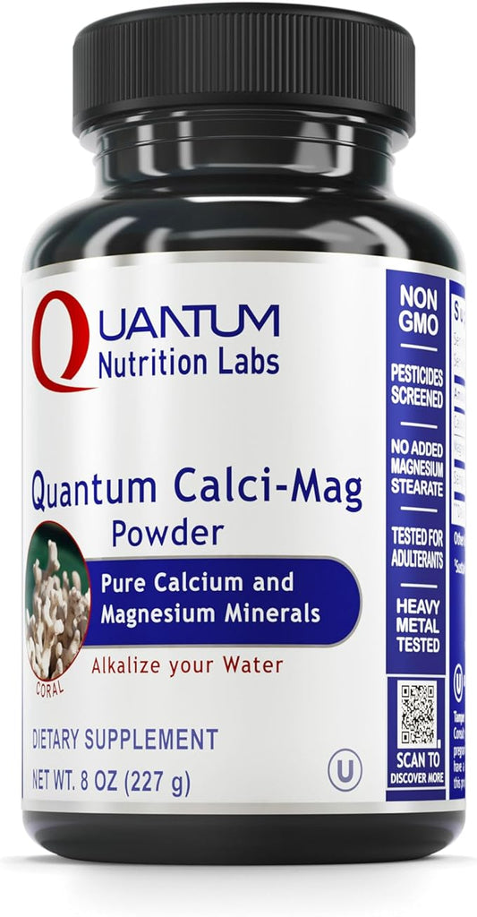 QNL Quantum Calci-Mag Powder - Calcium & Magnesium Supplement to Support Joint, Teeth & Bone Health - Coral Calcium Capsules from Sango Marine Coral - 8 oz