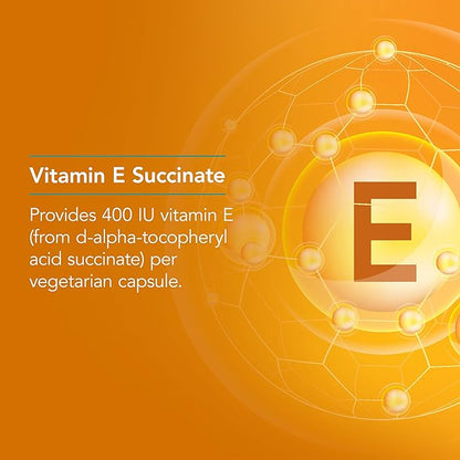 Nutricology Vitamin E Succinate Supplement - for Men & Women, 400 IU D-Alpha-Tocopheryl, Antioxidant, Vegetarian Capsules - 100 Count