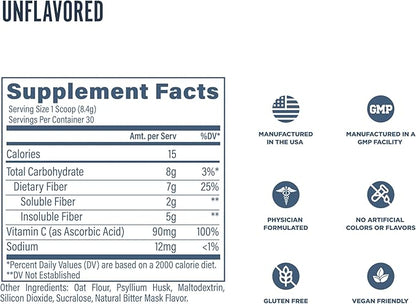 Revive MD Fiber Supplement for Digestive & Gut Health - 5g of Dietary Fiber Supports a Healthy Digestive System with Psyllium Husk & More - 30 Servings, Unflavored