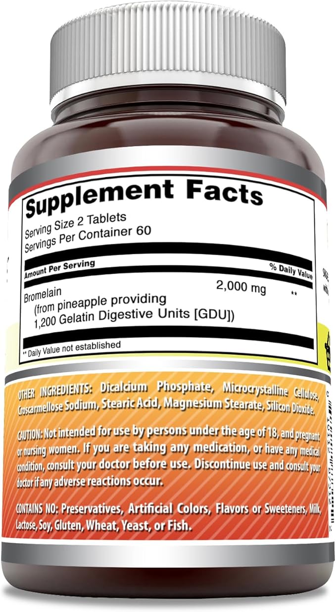 Amazing Formulas Bromelain Supplement | 2000 Mg Per Serving | 120 Tablets | Non-GMO | Gluten Free | Made in USA