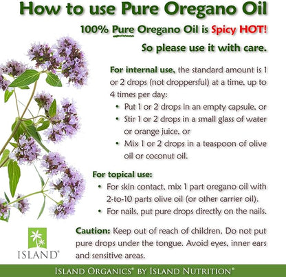 Oregano Oil Organic Liquid Drops - 100% Pure & Undiluted - USDA-Certified Organic (1 oz) 75% Carvacrol - Grown in Spain - Immune Support Supplement with Oil of Oregano.
