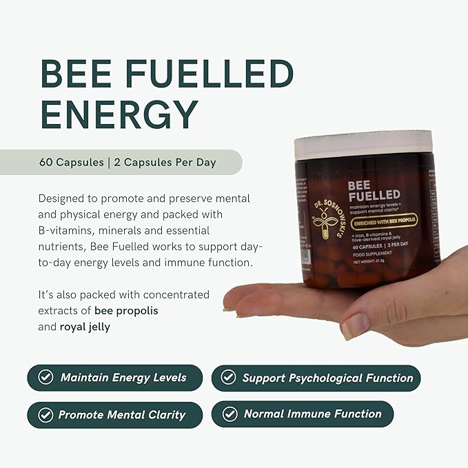 Dr Sosnowski's Bee Fuelled Daily Energy Supplement Daily Mental + Physical Energy Metabolism, Vegetable Capsules, 60ct