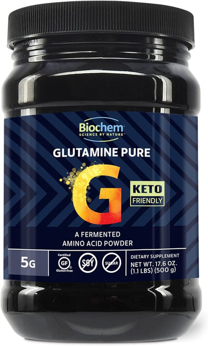 Biochem Glutamine Pure Powder - Pharmaceutical-Grade L-Glutamine for Post Workout Recovery - Vegan, Gluten-Free, Keto - Supports Muscle Tissue, Immune Health, Energy - 5g per Serving, 17.6 oz