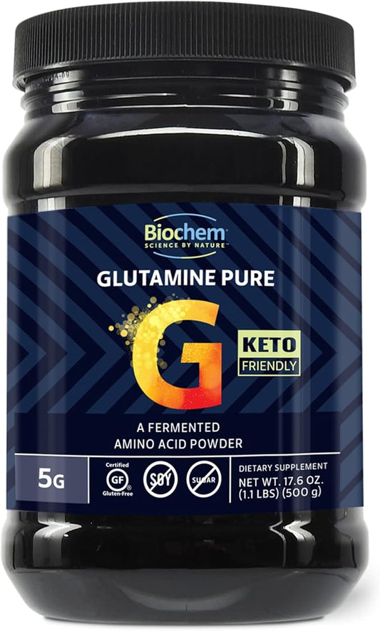 Biochem Glutamine Pure Powder - Pharmaceutical-Grade L-Glutamine for Post Workout Recovery - Vegan, Gluten-Free, Keto - Supports Muscle Tissue, Immune Health, Energy - 5g per Serving, 17.6 oz