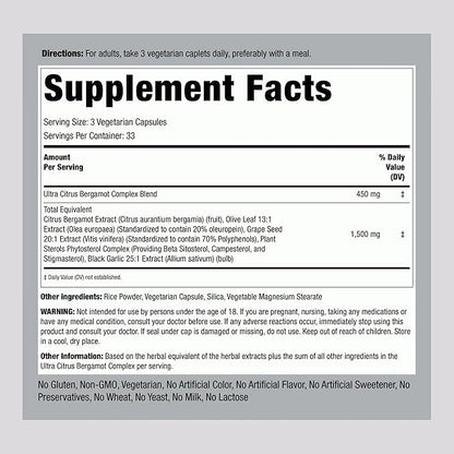 Piping Rock Citrus Bergamot Extract 1500mg | 100 Capsules | Complex Supplement | Vegetarian, Non-GMO, Gluten Free