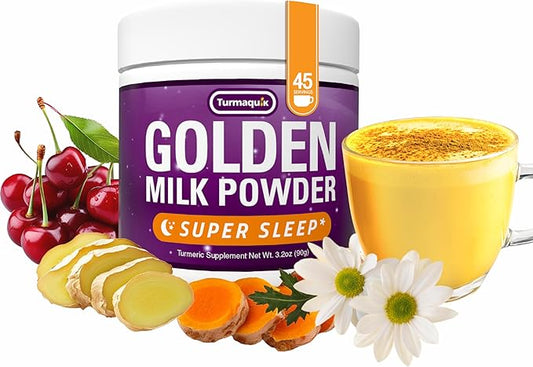 Turmaquik 3.2 Ounce Organic Golden Moon Milk Powder – Super Sleep Blend with Melatonin, Valerian, Chamomile, Lemon Balm, Turmeric, Ginger, Black Pepper, Curcumin, Cinnamon, and Cardamom