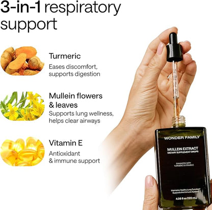 Mullein Drops - Mullein Leaf Extract for Lungs Cleanse & Detox - 3-in-1 Lung Support Supplement