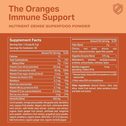 Proper, The Oranges Immune Support Supplement. Orange Tangerine Drink Mix. Elderberry Vitamin C and Zinc Complex with Echinacea, Immunity Vitamins, Phytonutrients and Gut Health Probiotic