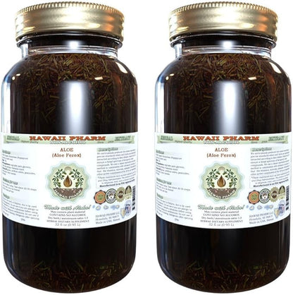 Aloe Alcohol-Free Liquid Extract, Aloe (Aloe Ferox) Dried Leaf Glycerite Hawaii Pharm Natural Herbal Supplement 2x32 oz Unfiltered