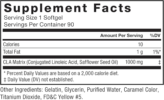 FORCE FACTOR CLA Supplements, CLA 1000 mg, Conjugated Linoleic Acid to Support Body Composition and Lean Muscle Mass, Made from Safflower Oil, Stimulant Free, Non-GMO, 90 Softgels