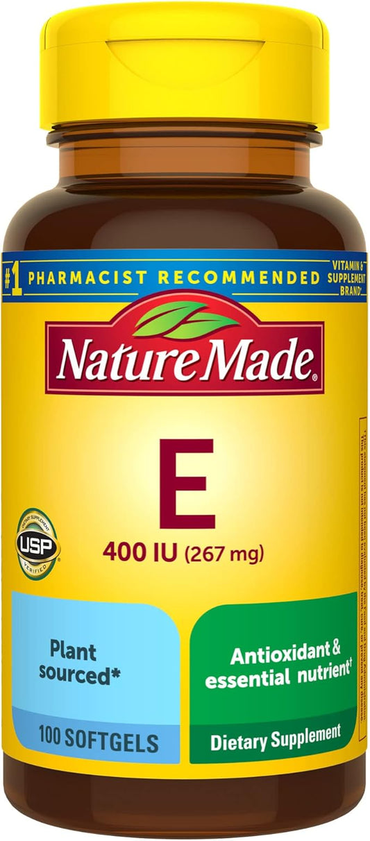 Nature Made Vitamin E 267 mg (400 IU) d-Alpha, Dietary Supplement for Antioxidant Support, 100 Softgels, 100 Day Supply