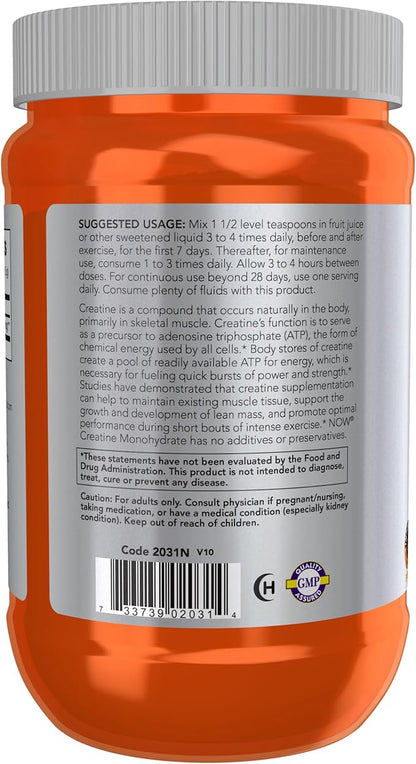 NOW Foods Sports Nutrition, Creatine Monohydrate Powder, Mass Building*/Energy Production*, 21.2-Ounce