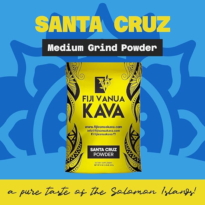 Premium Santa Cruz Kava Powder, Medium Grind Noble Root Powder, Easy to Prepare Kava Root Powder with A Smooth and Creamy Taste, Kava Root Powder, 8 oz