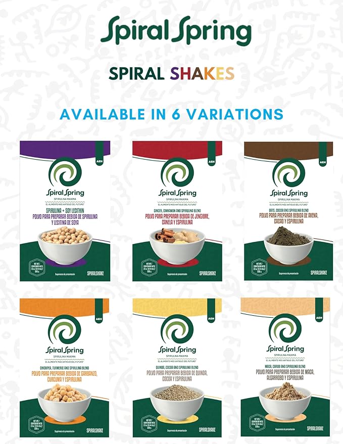 Spiral Spring Organic Spirulina + Quinoa and Cocoa 100% Natural, 200 Gr Bag with Quinoa, Cocoa and Maximum Spirulina Powder Mixture.