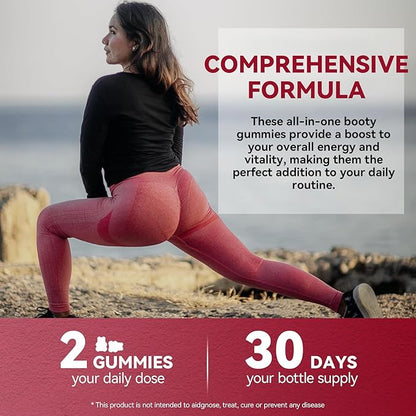 BBL Gummies for Women Butt Growth, 60 Count, Bear Shape Booty Gummies for Enhance Curvy Body, Butt Boost Vitamin Gummies for Bigger Butt Fast,Vegan Weight Gainer Gummies