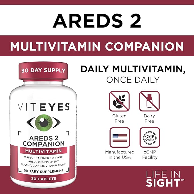 Viteyes Classic AREDS 2 Companion Multivitamin Supplement, Comprehensive Multivitamin Formula for AREDS 2 Users, 30 Capsules, Companion Caplet