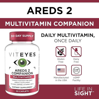 Viteyes Classic AREDS 2 Companion Multivitamin Supplement, Comprehensive Multivitamin Formula for AREDS 2 Users, 30 Capsules, Companion Caplet