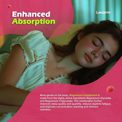 Magnesium Glycinate Gummies 1000mg - Sugar Free Magnesium Potassium Supplement with Vitamin D, B6, CoQ10 for Calm Mood & Sleep Support - 120Raspberry Gummies