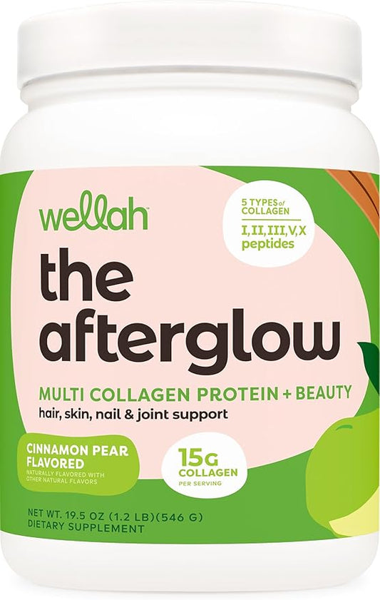 The Afterglow Multi Collagen Protein + Beauty (30 Servings, Cinnamon Pear) - Hair, Skin, Nail & Joint Support - Non-GMO and Gluten Free