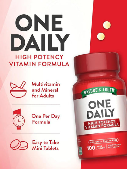 Nature's Truth One Daily Multivitamin | 100 Mini Tablets | for Men and Women | Non-GMO & Gluten Free Supplement