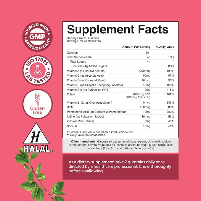 Delicious Daily Multivitamin for Women Gummies - Women's Multivitamin Gummies for Adults Energy and Immunity - Gummy Vitamins for Women's Health and Wellness - Non-GMO Gluten Free and Halal 90 Count