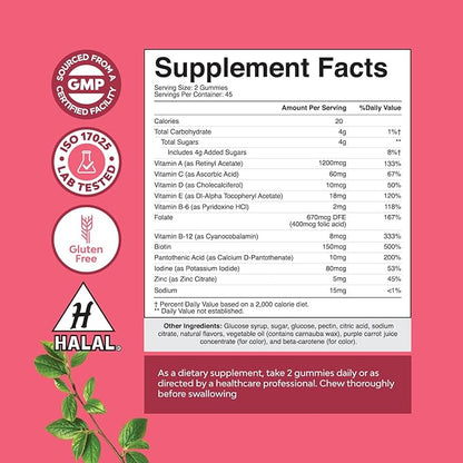 Delicious Daily Multivitamin for Women Gummies - Women's Multivitamin Gummies for Adults Energy and Immunity - Gummy Vitamins for Women's Health and Wellness - Non-GMO Gluten Free and Halal 90 Count