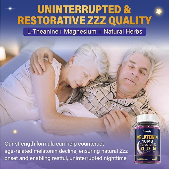 Melatonin 10mg 20mg Gummies for Adults - 10mg of Melatonin Per Gummy with Magnesium, L-Theanine, GABA, Vitamin B6 & Ashwagandha - Supports Health Circadian Rhythm, Sugar Free & Vegan