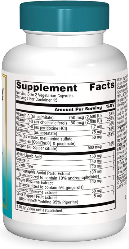 Source Naturals Wellness ZincMunity, Supports Zinc Absorption, Metabolism and Utilization for Immune Health*, 50 mg Zinc - 30 Vegetarian Capsules