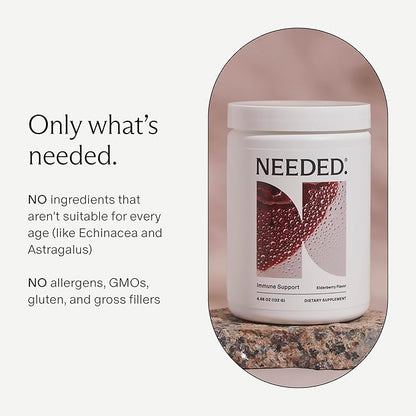 Needed. Immune Support Immunity Powder - for The Whole Family - Pregnancy Safe Immunity Supplement - Zinc with Elderberry - Easy-to-Take