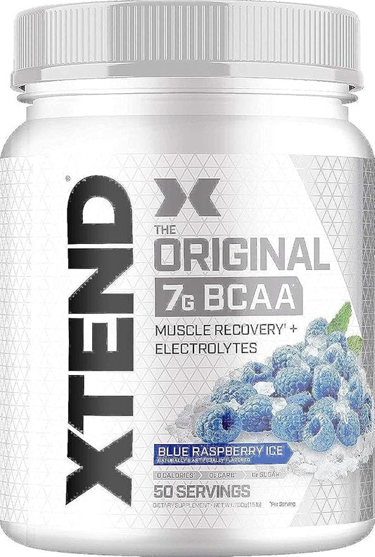 XTEND Original BCAA Powder Blue Raspberry Ice | Sugar Free Post Workout Muscle Recovery Drink with Amino Acids | 7g BCAAs for Men & Women | 50 Servings