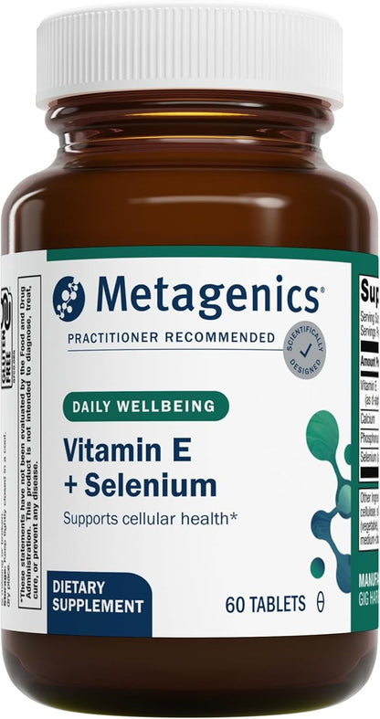 Metagenics E-400 Selenium - Antioxidant & VIT E Support* - Non-GMO, Gluten-Free, Vegetarian - Contains 50 mcg Selenium, 268 mg Vitamin E & 97 mg Calcium - 60 Tablets