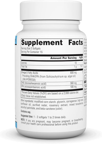 Source Naturals Vegan Omega-3s, Non-Fish EPA-DHA, for Heart and Brain Health Support* 300 mg - 30 Softfgels