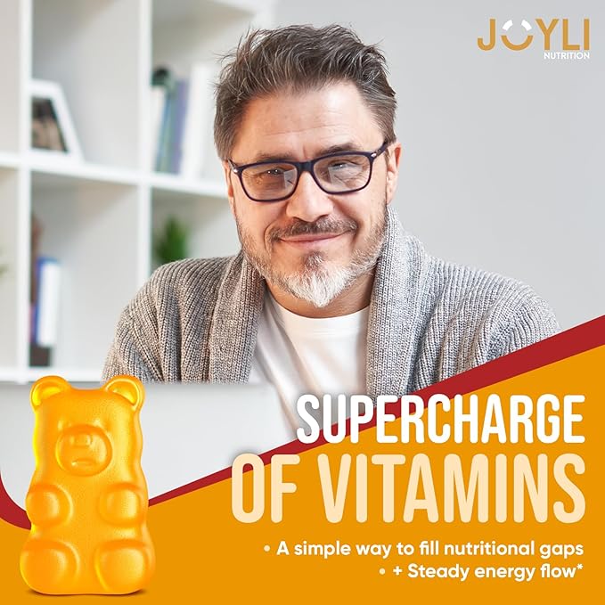 Joyli Superfruit Gummies - Sugar-Free Fruit Multivitamin Gummies for Adults - Natural Gummy Vitamins for Women & Men with Goji, Elderberry, Vitamins A, C, D & E - Supports Immunity, Digestion & Energy