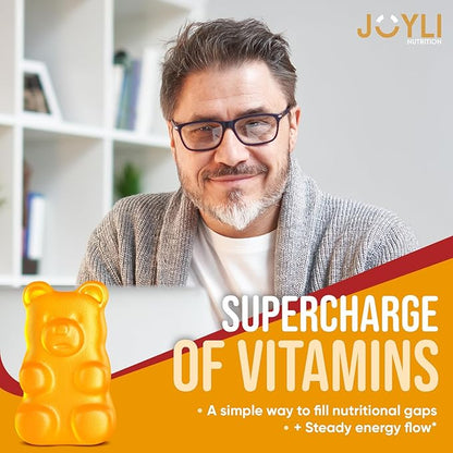 Joyli Superfruit Gummies - Sugar-Free Fruit Multivitamin Gummies for Adults - Natural Gummy Vitamins for Women & Men with Goji, Elderberry, Vitamins A, C, D & E - Supports Immunity, Digestion & Energy