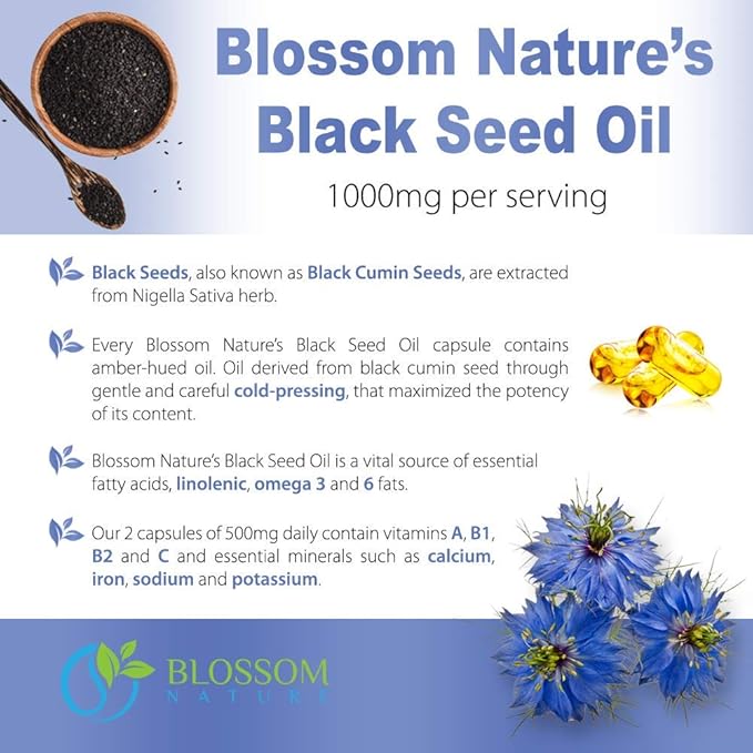 Black Seed Oil Capsules 1000mg - Premium Black Cumin Seed Oil Capsules - Black Seed Oil Liquid Pills - Virgin Cold Pressed Nigella Sativa Oil Pills - Blackseed Oil - 120 Cap (2 Month Supply)